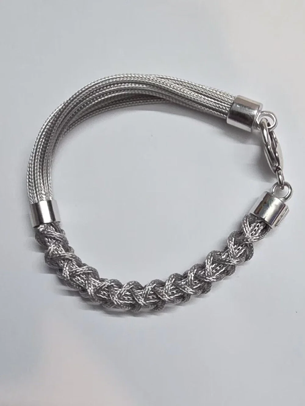 925 Sterling Silver Italian Braided Multi Strand Mesh Bracelet 22g